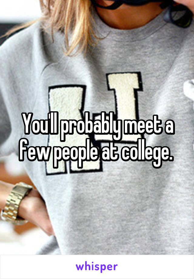 You'll probably meet a few people at college. 