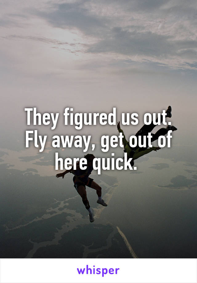 They figured us out. Fly away, get out of here quick. 