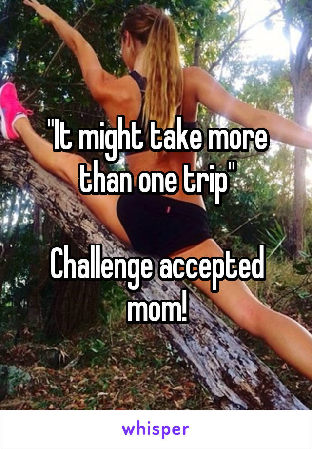 "It might take more than one trip"

Challenge accepted mom!