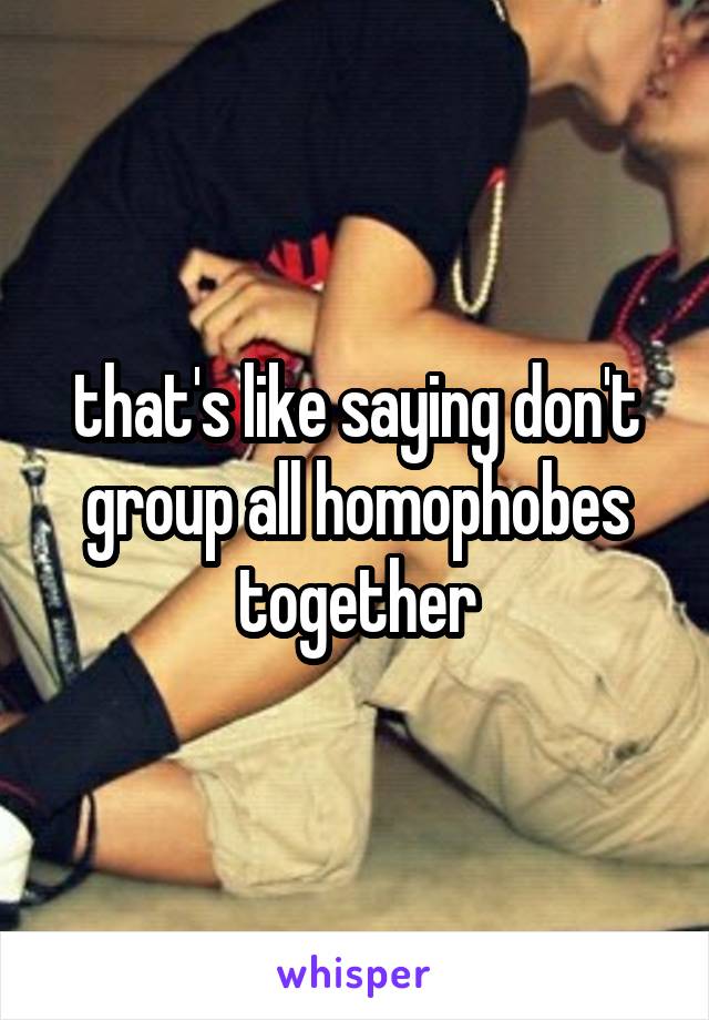 that's like saying don't group all homophobes together