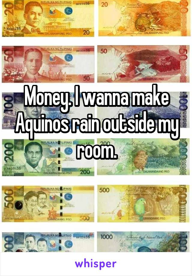 Money. I wanna make Aquinos rain outside my room.
