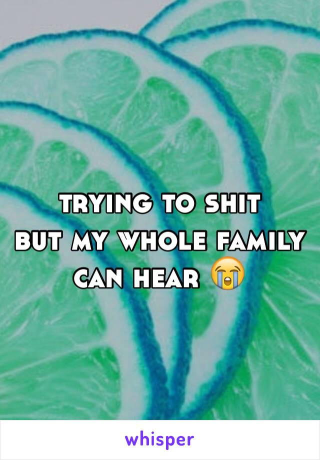 trying to shit
but my whole family can hear 😭