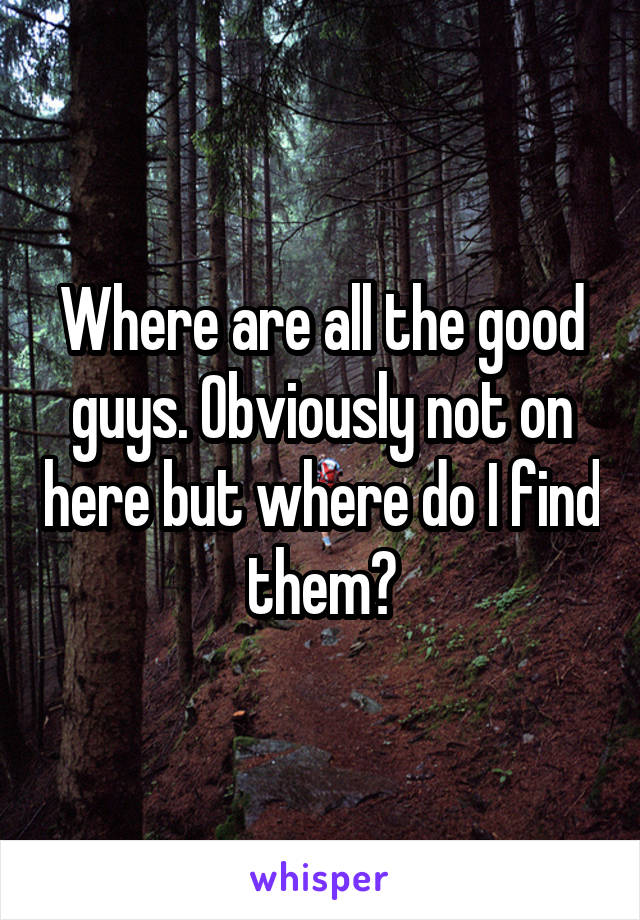 Where are all the good guys. Obviously not on here but where do I find them?