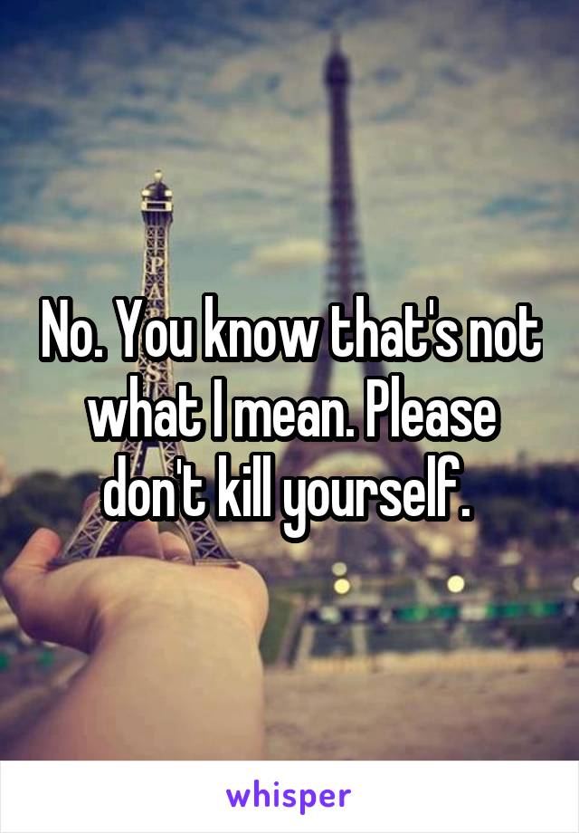 No. You know that's not what I mean. Please don't kill yourself. 