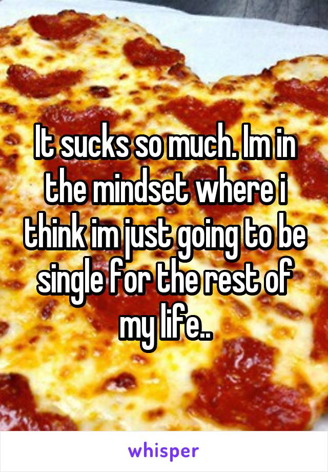 It sucks so much. Im in the mindset where i think im just going to be single for the rest of my life..
