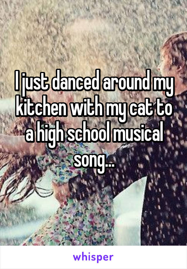 I just danced around my kitchen with my cat to a high school musical song...
