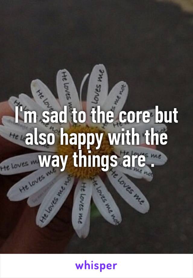 I'm sad to the core but also happy with the way things are .