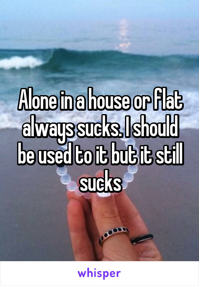 Alone in a house or flat always sucks. I should be used to it but it still sucks