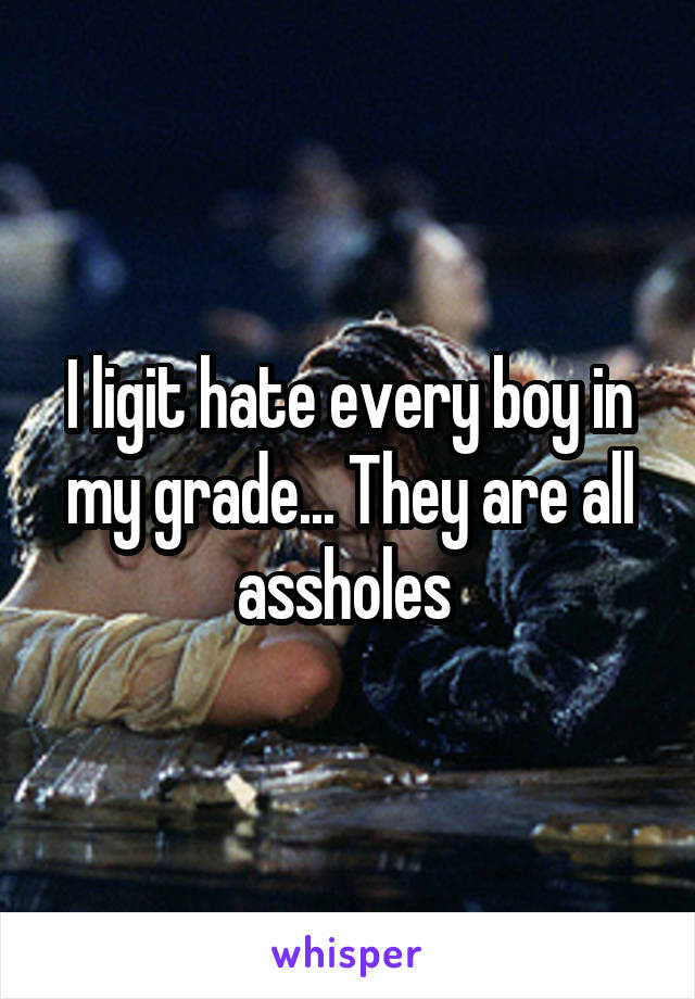 I ligit hate every boy in my grade... They are all assholes 