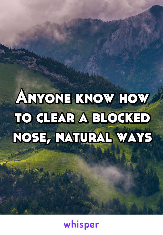 Anyone know how to clear a blocked nose, natural ways