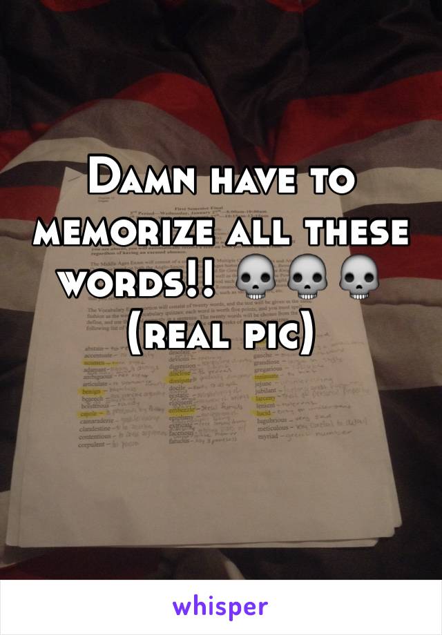 Damn have to memorize all these words!! 💀💀💀(real pic)
