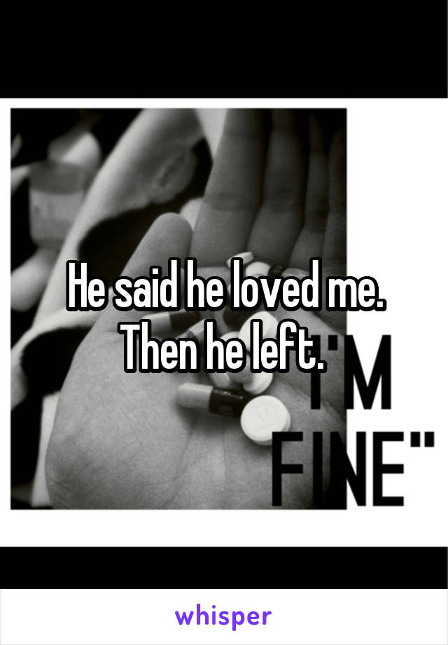 He said he loved me. Then he left. 