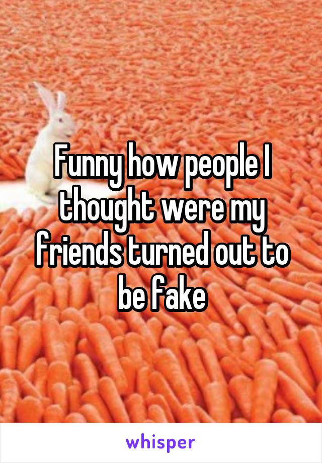Funny how people I thought were my friends turned out to be fake