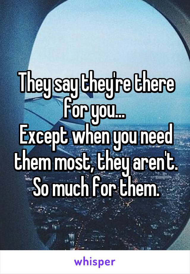 They say they're there for you... 
Except when you need them most, they aren't.
So much for them.
