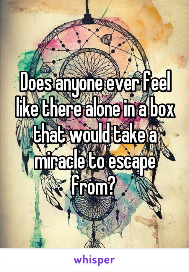 Does anyone ever feel like there alone in a box that would take a miracle to escape from? 