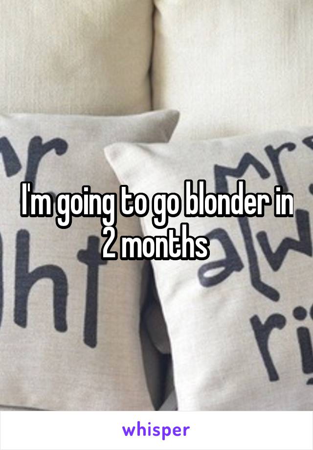 I'm going to go blonder in 2 months 