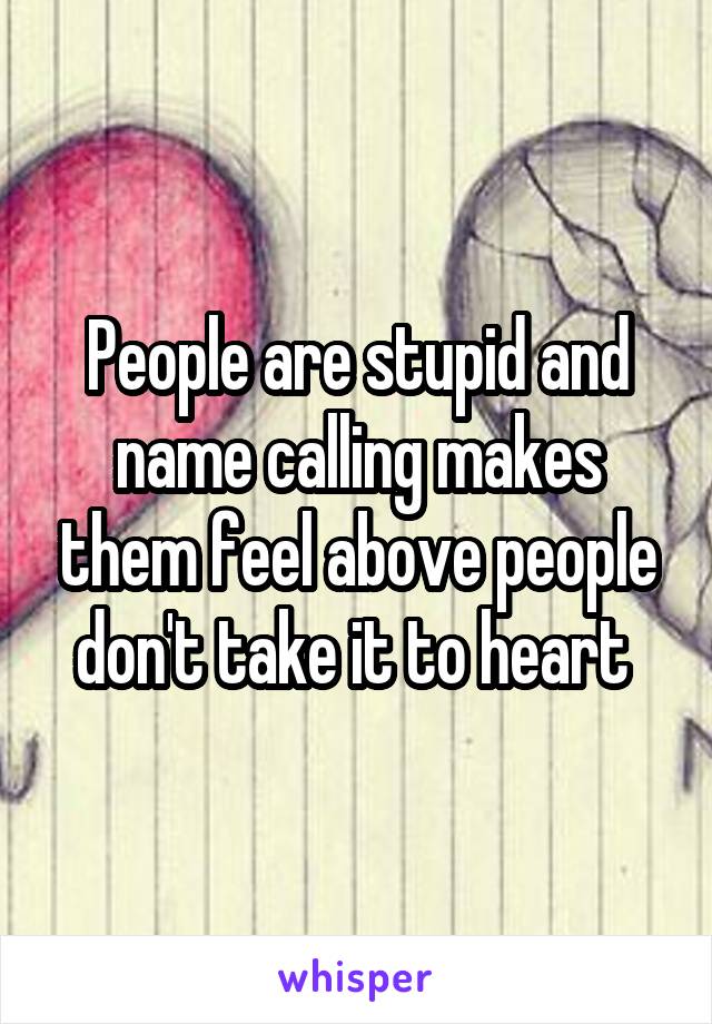 People are stupid and name calling makes them feel above people don't take it to heart 