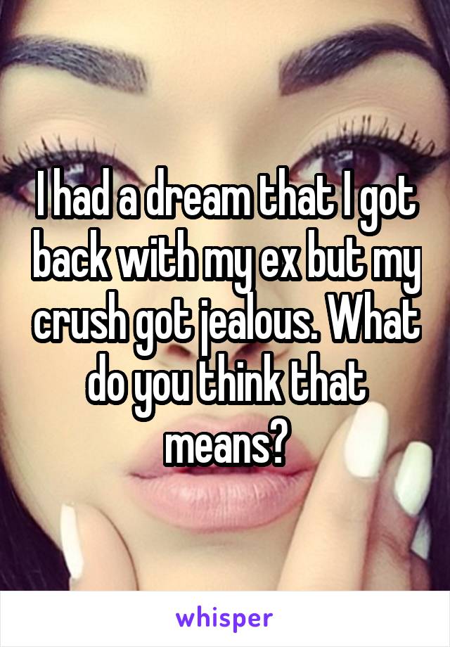 I had a dream that I got back with my ex but my crush got jealous. What do you think that means?