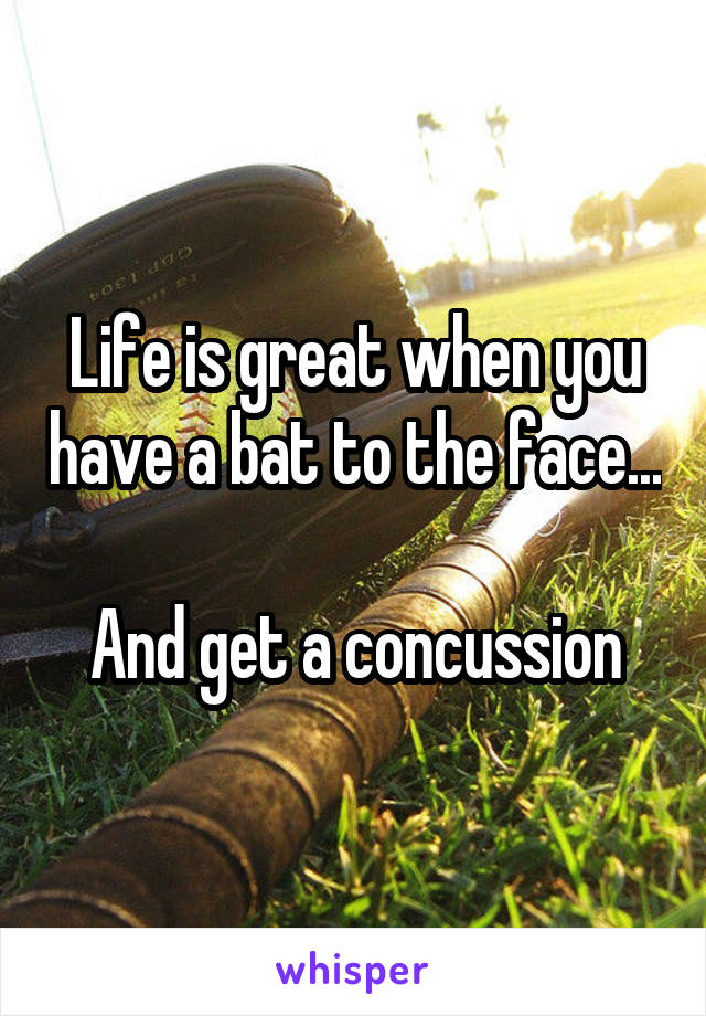 Life is great when you have a bat to the face...

And get a concussion