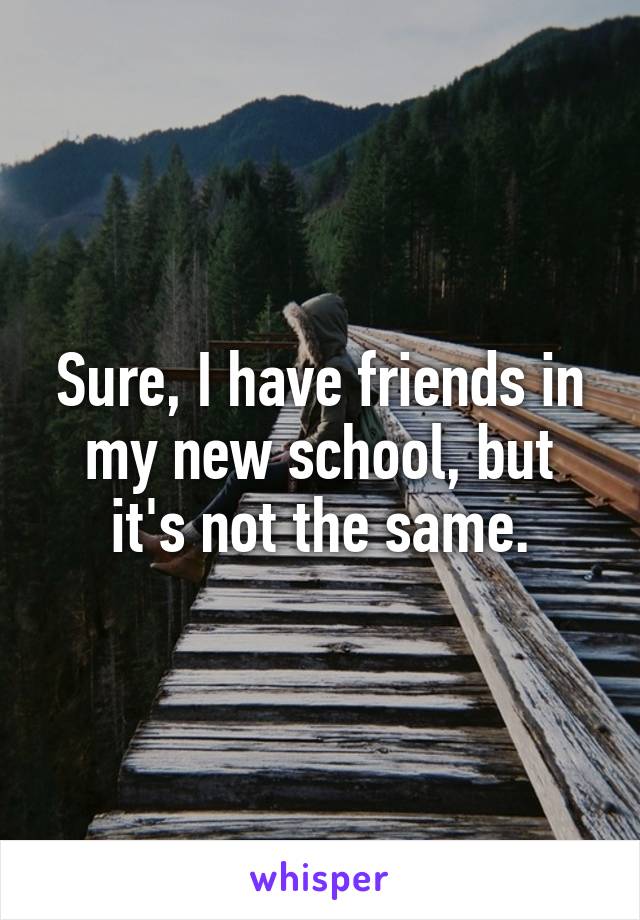 Sure, I have friends in my new school, but it's not the same.