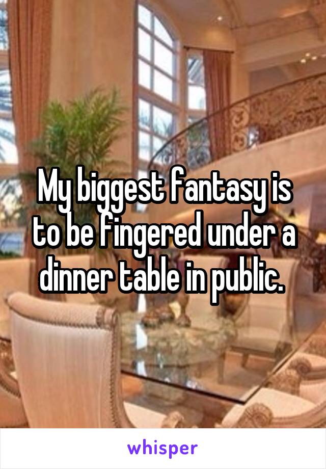 My biggest fantasy is to be fingered under a dinner table in public. 