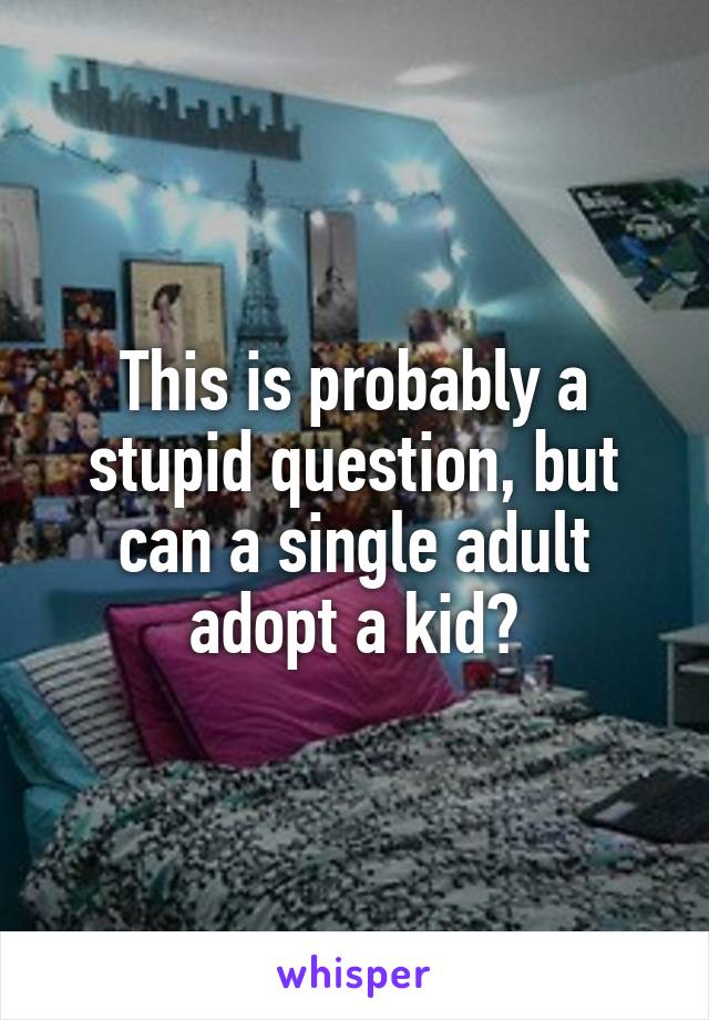 This is probably a stupid question, but can a single adult adopt a kid?