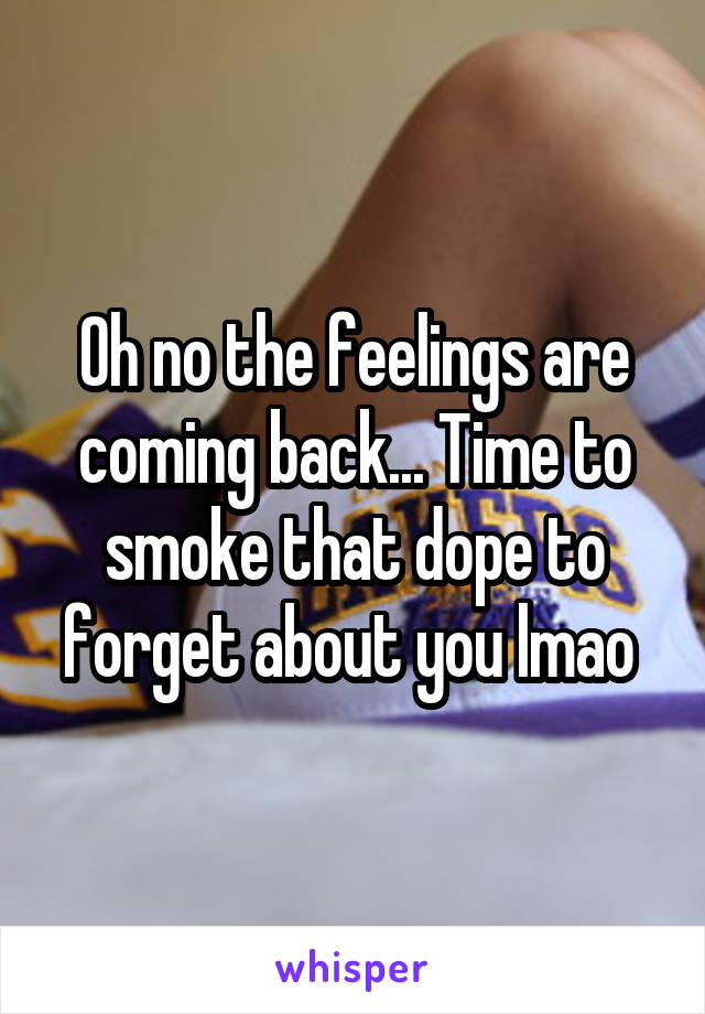 Oh no the feelings are coming back... Time to smoke that dope to forget about you lmao 