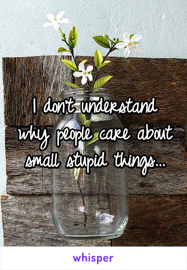 I don't understand why people care about small stupid things...