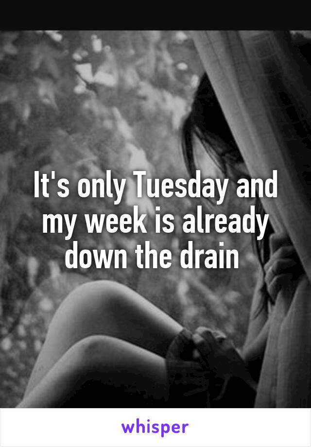 It's only Tuesday and my week is already down the drain 