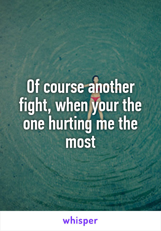Of course another fight, when your the one hurting me the most