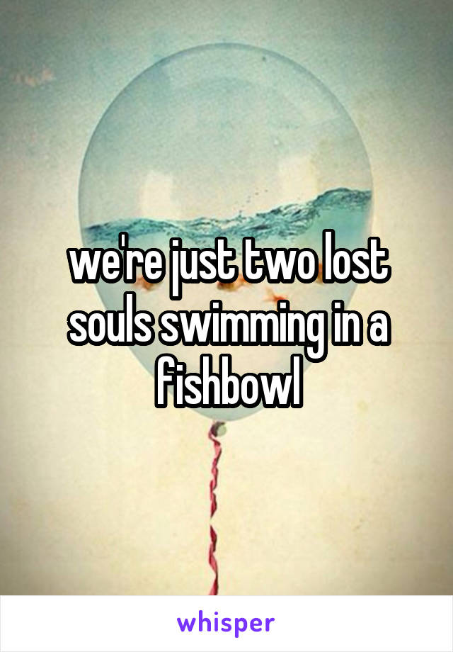 we're just two lost souls swimming in a fishbowl