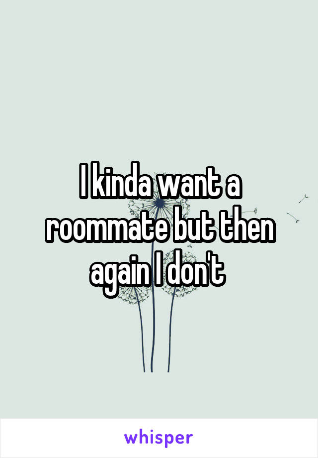 I kinda want a roommate but then again I don't 