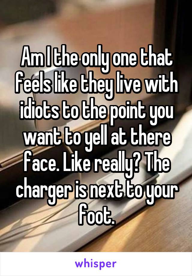 Am I the only one that feels like they live with idiots to the point you want to yell at there face. Like really? The charger is next to your foot.