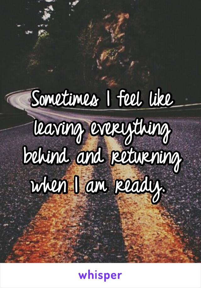 Sometimes I feel like leaving everything behind and returning when I am ready. 