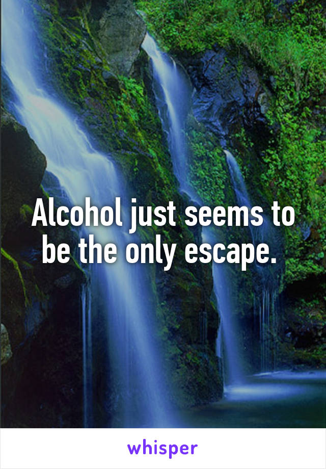 Alcohol just seems to be the only escape. 