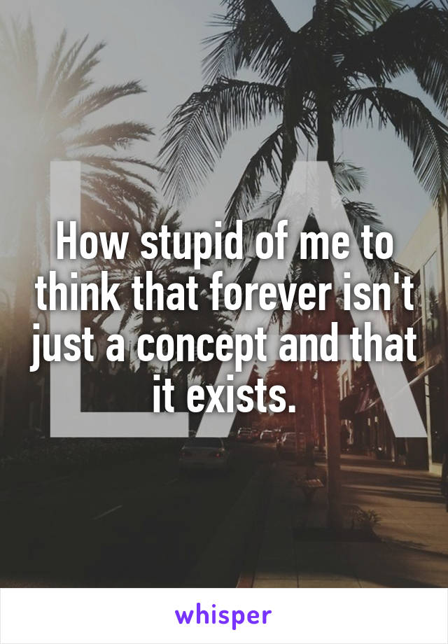 How stupid of me to think that forever isn't just a concept and that it exists.