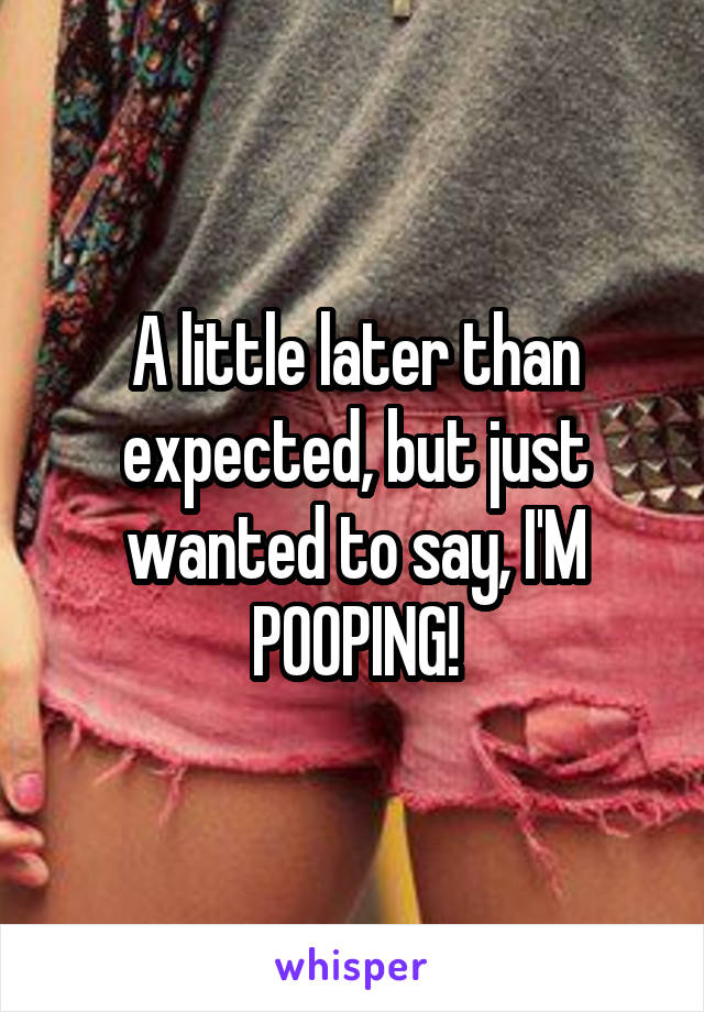 A little later than expected, but just wanted to say, I'M POOPING!