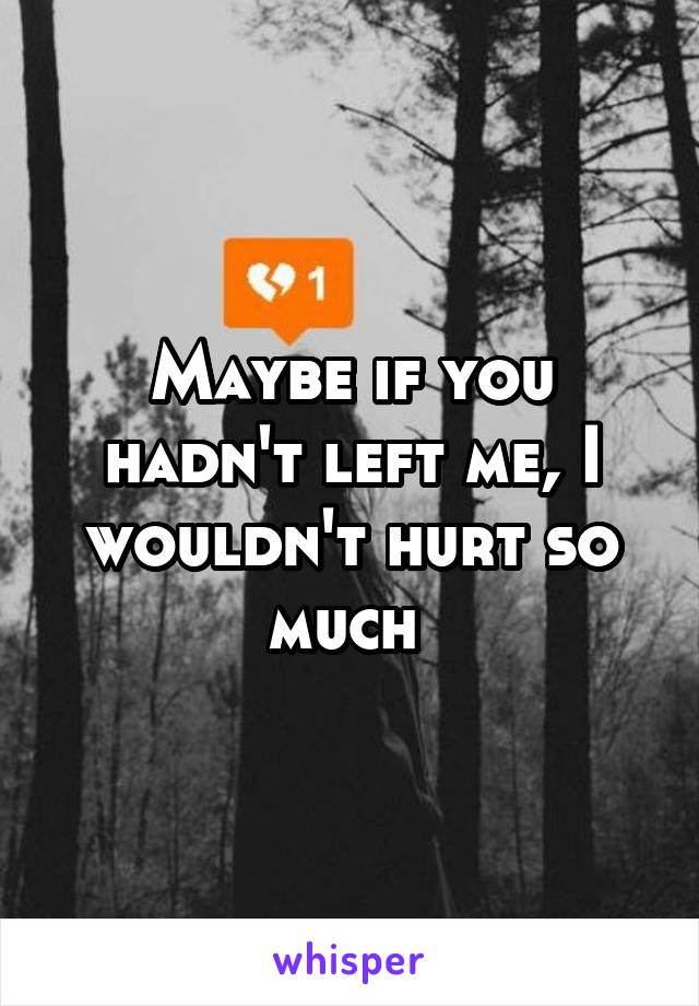 Maybe if you hadn't left me, I wouldn't hurt so much 