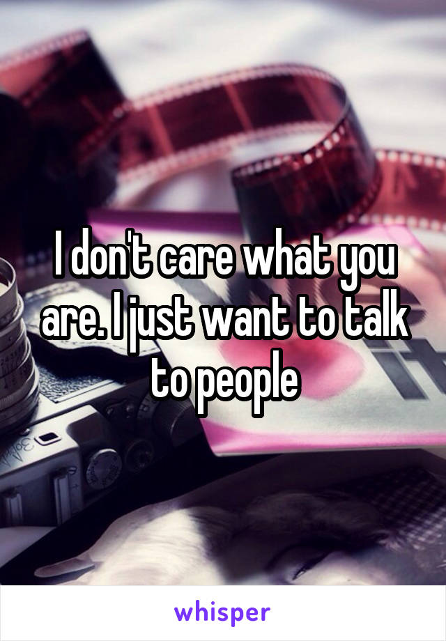 I don't care what you are. I just want to talk to people