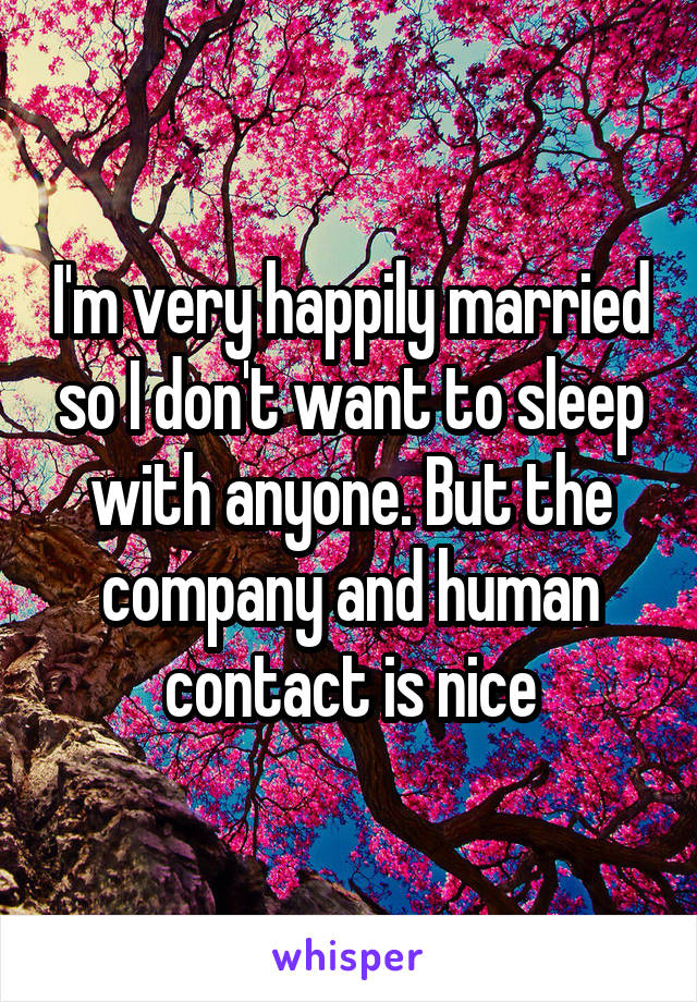 I'm very happily married so I don't want to sleep with anyone. But the company and human contact is nice