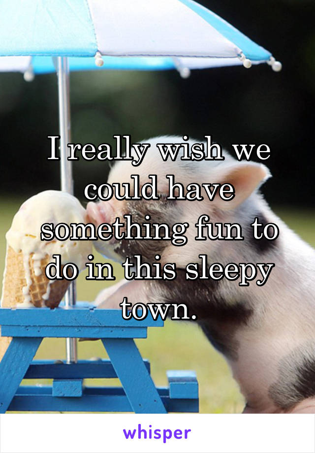 I really wish we could have something fun to do in this sleepy town.