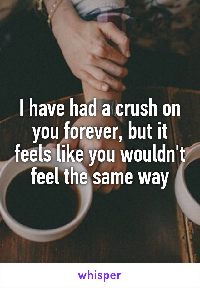 I have had a crush on you forever, but it feels like you wouldn't feel the same way