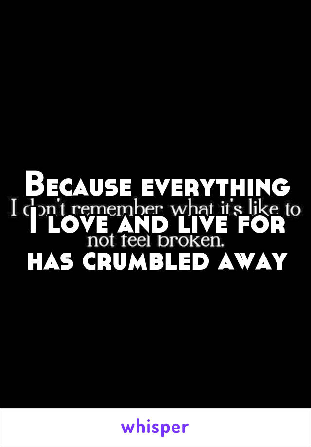 Because everything I love and live for has crumbled away