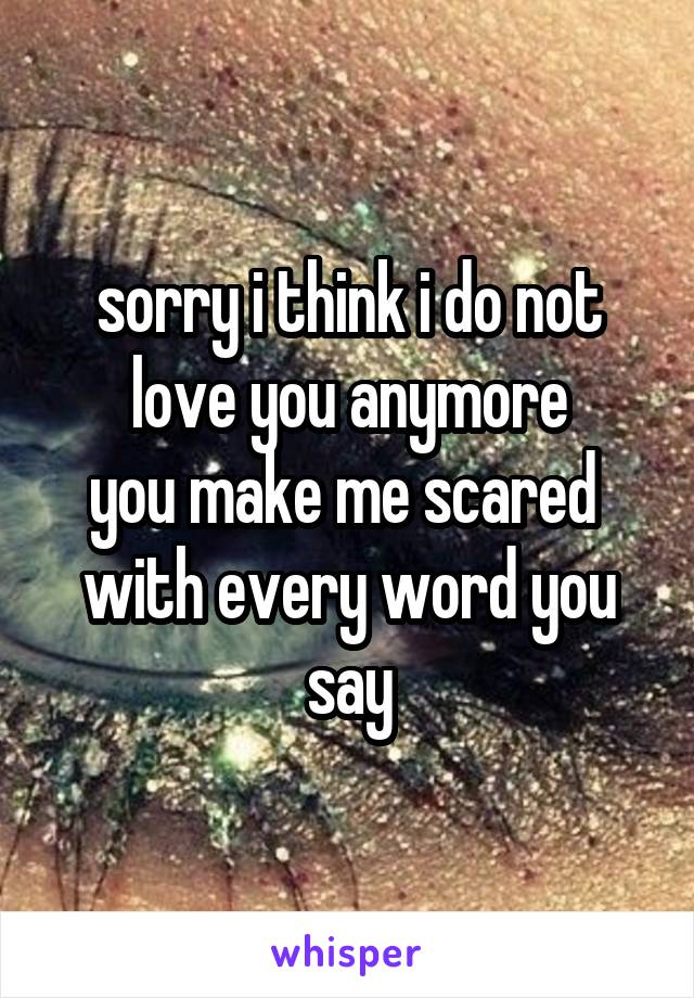 sorry i think i do not love you anymore
you make me scared 
with every word you say