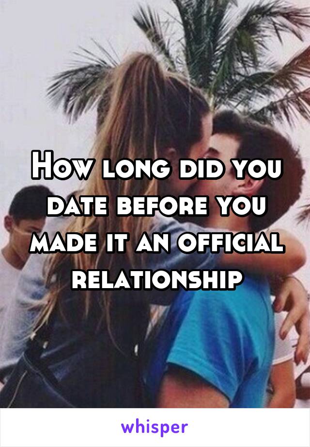 How long did you date before you made it an official relationship