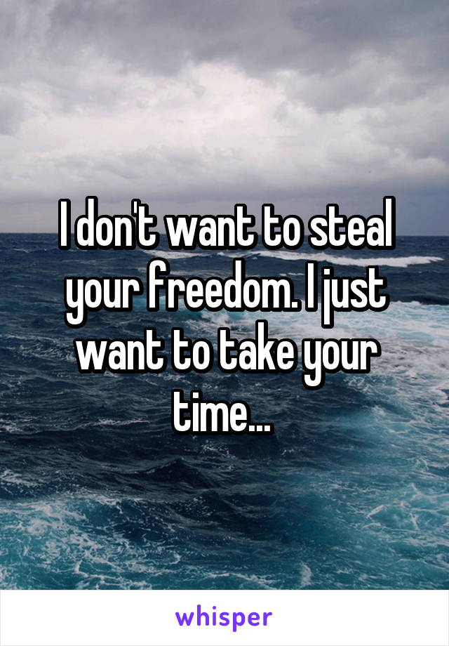 I don't want to steal your freedom. I just want to take your time... 