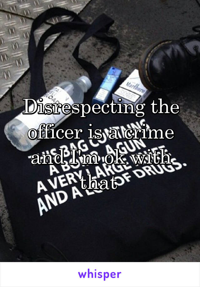 Disrespecting the officer is a crime and I'm ok with that 