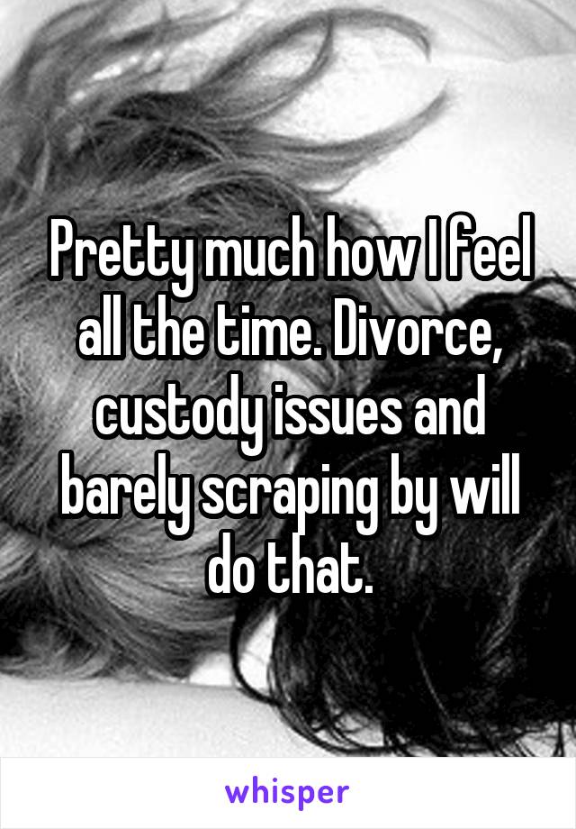 Pretty much how I feel all the time. Divorce, custody issues and barely scraping by will do that.