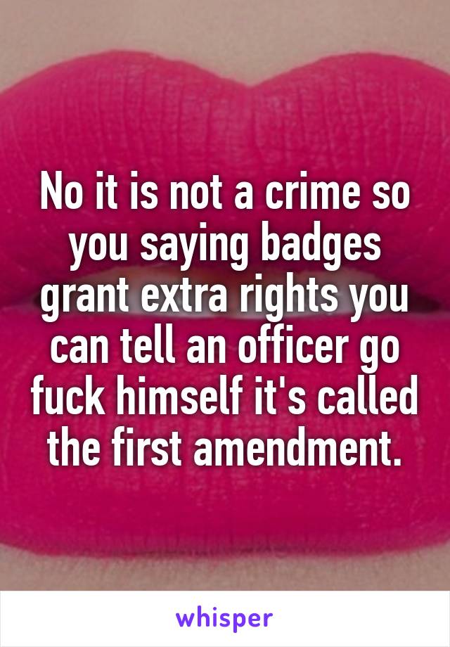 No it is not a crime so you saying badges grant extra rights you can tell an officer go fuck himself it's called the first amendment.
