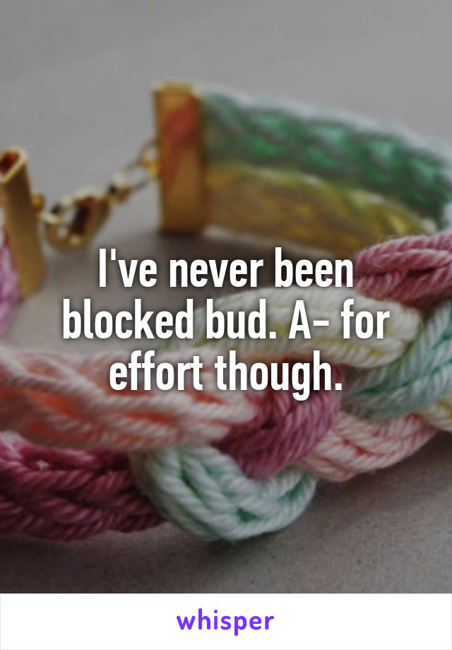 I've never been blocked bud. A- for effort though.